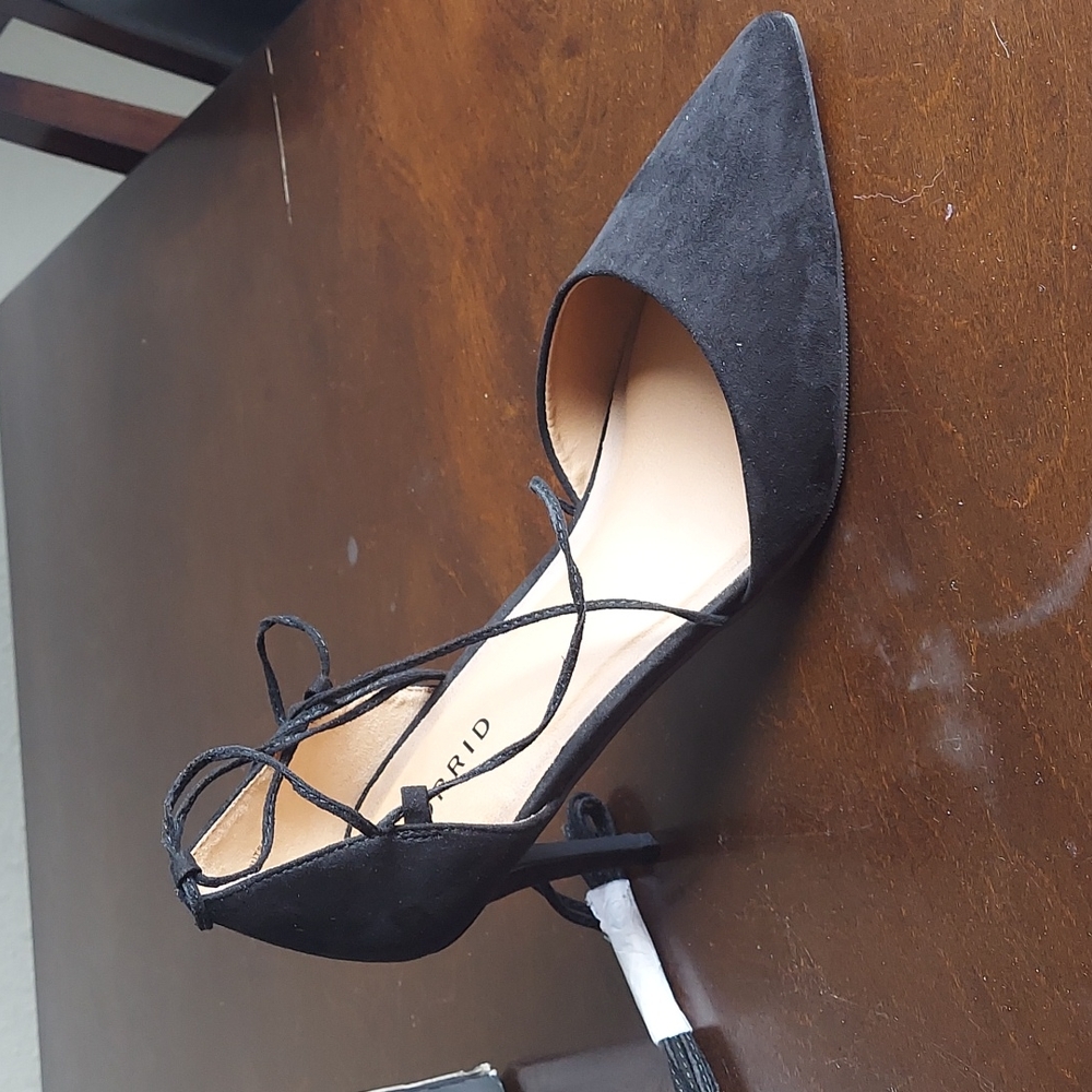 Black Suede Lace Up Pumps